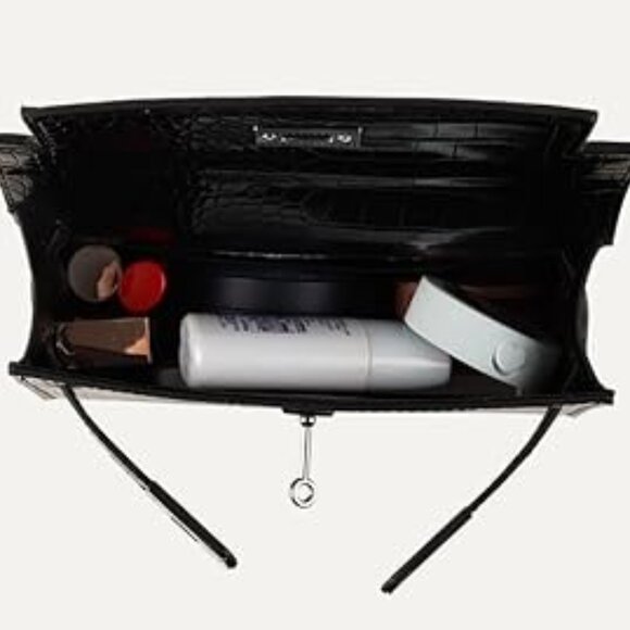 Neiman Marcus Crocodile Print Silver Hardware Shoulder Bag - Picture 3 of 4